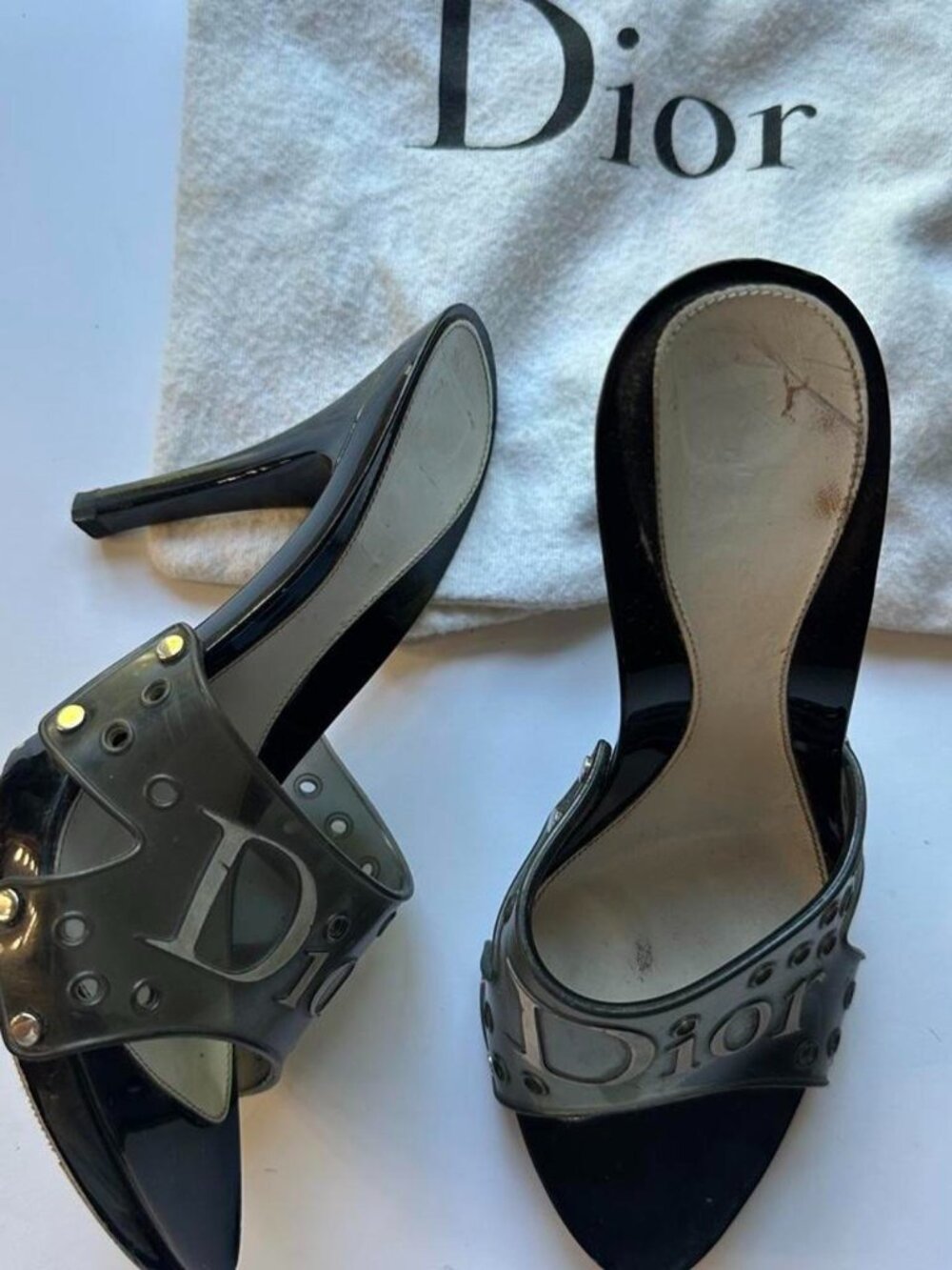 Vintage Dior Logo Mule Heels Size 36.5